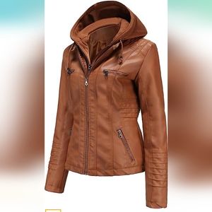 Tagoo Faux Leather Jacket Women Motorcycle Coat for Biker with Removable…